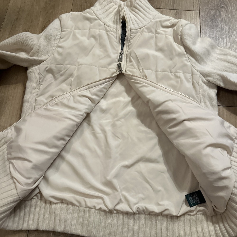 Lauren Ralph Lauren Women's Full Zip Jacket Lambs Wool Sleeves/Trim Designer M - Picture 9 of 10